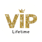 VIP Lifetime badge met glitter en kroon voor exclusieve lidmaatschap status.